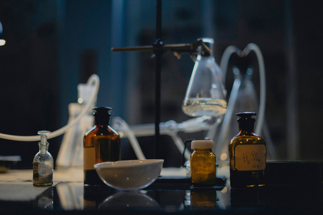 A laboratory with various chemistry equipment.